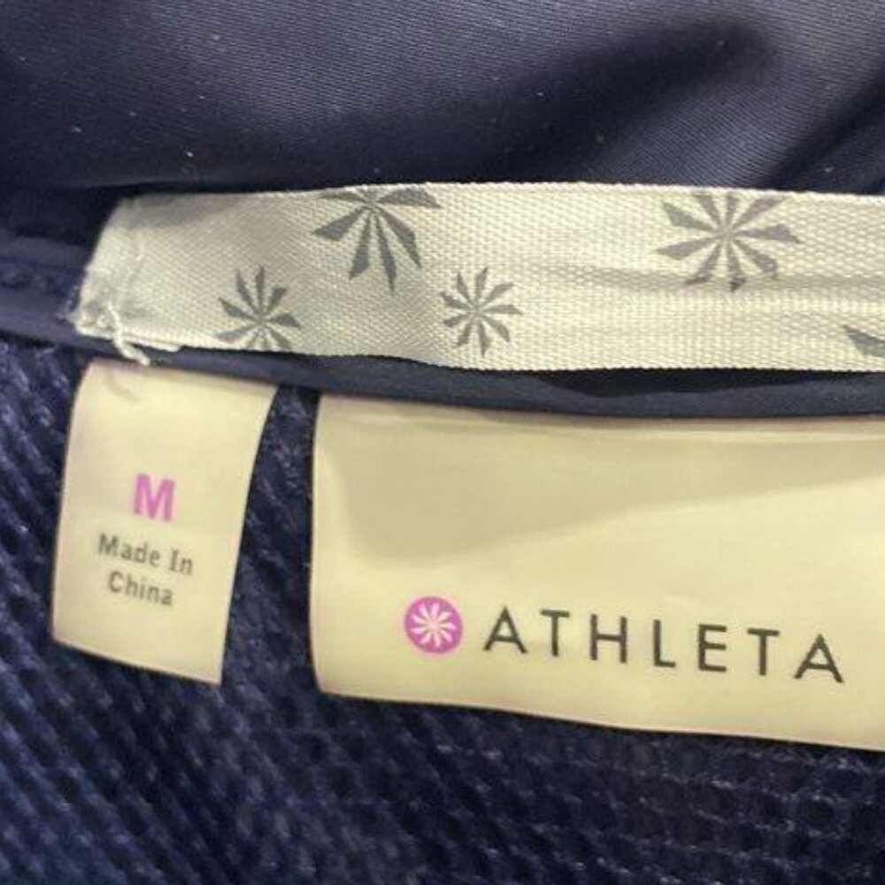 Athleta Drippity Jacket – Navy Blue (Size M) Stowable Hoodie Zip Up Front Pocket - Picture 6 of 7